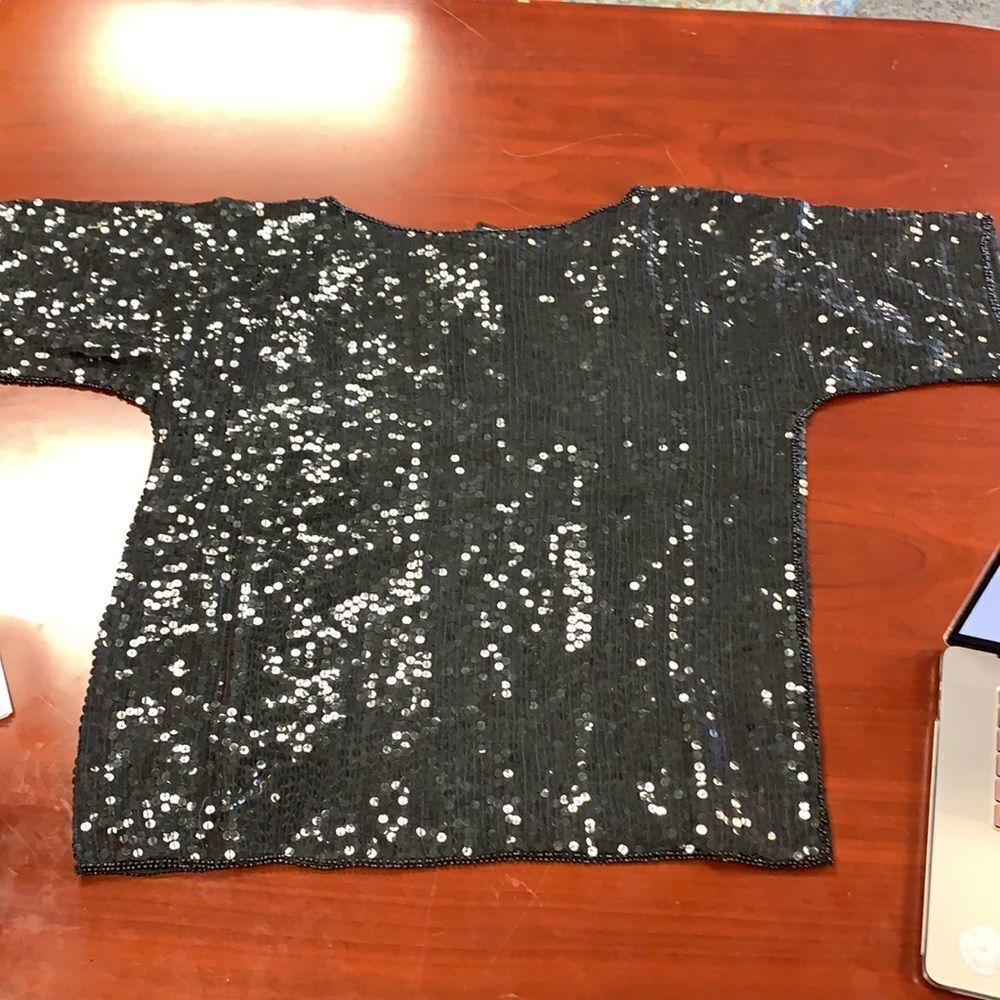 Joseph Le Bon Silk Sequin Glittery Beaded Top sz S NWT - Picture 4 of 4
